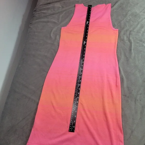 Lauren Ralph Lauren Women Pink Orange Ombre Knit Sheath Dress Medium Sunset Midi - Picture 3 of 11